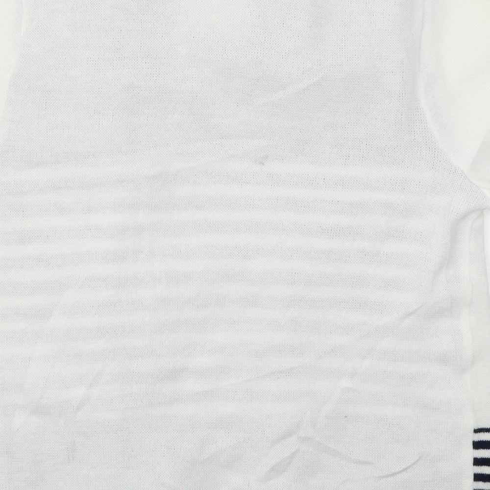 Hand to hand Womens White Striped Knit Cardigan Jumper Size S  - Blue Cardigan and Jumper all in one