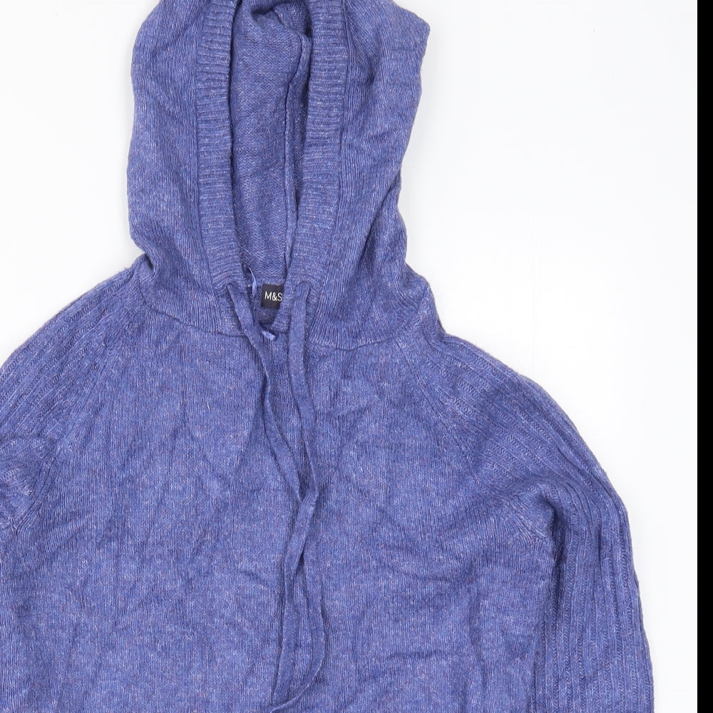 Marks and Spencer Womens Blue  Knit Pullover Hoodie Size XS