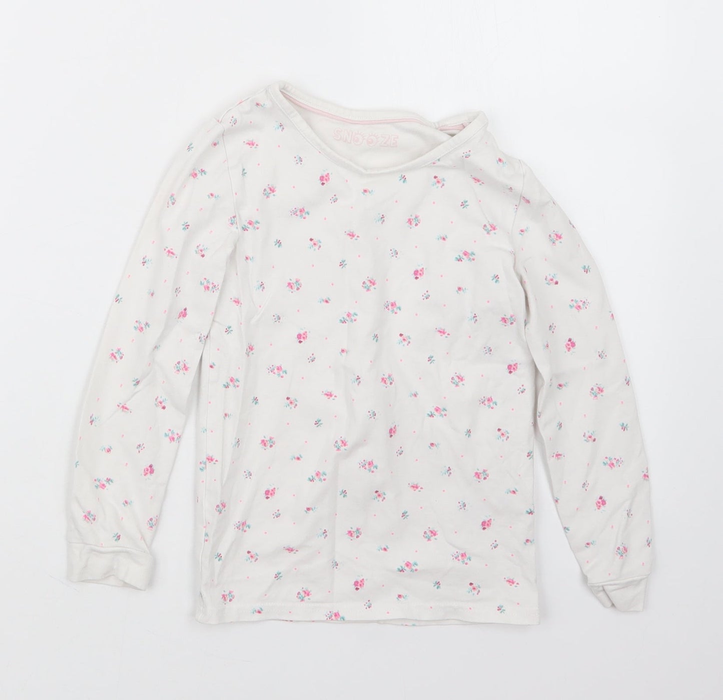 Marks and Spencer Girls White Floral  Top Pyjama Set Size 6-7 Years