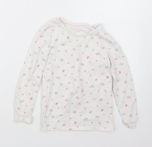 Marks and Spencer Girls White Floral  Top Pyjama Set Size 6-7 Years