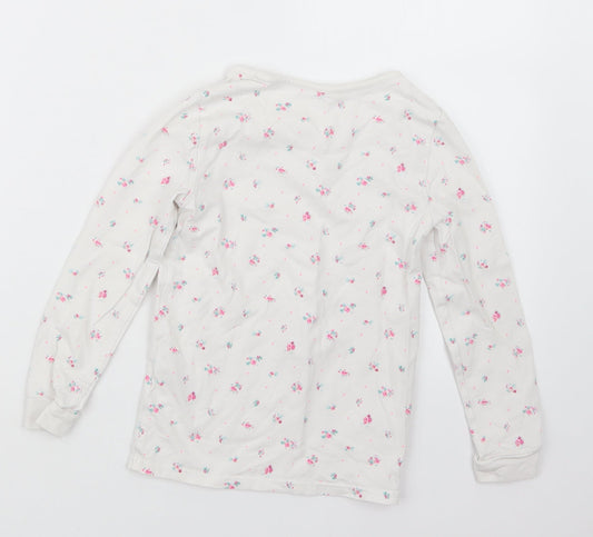 Marks and Spencer Girls White Floral  Top Pyjama Set Size 6-7 Years