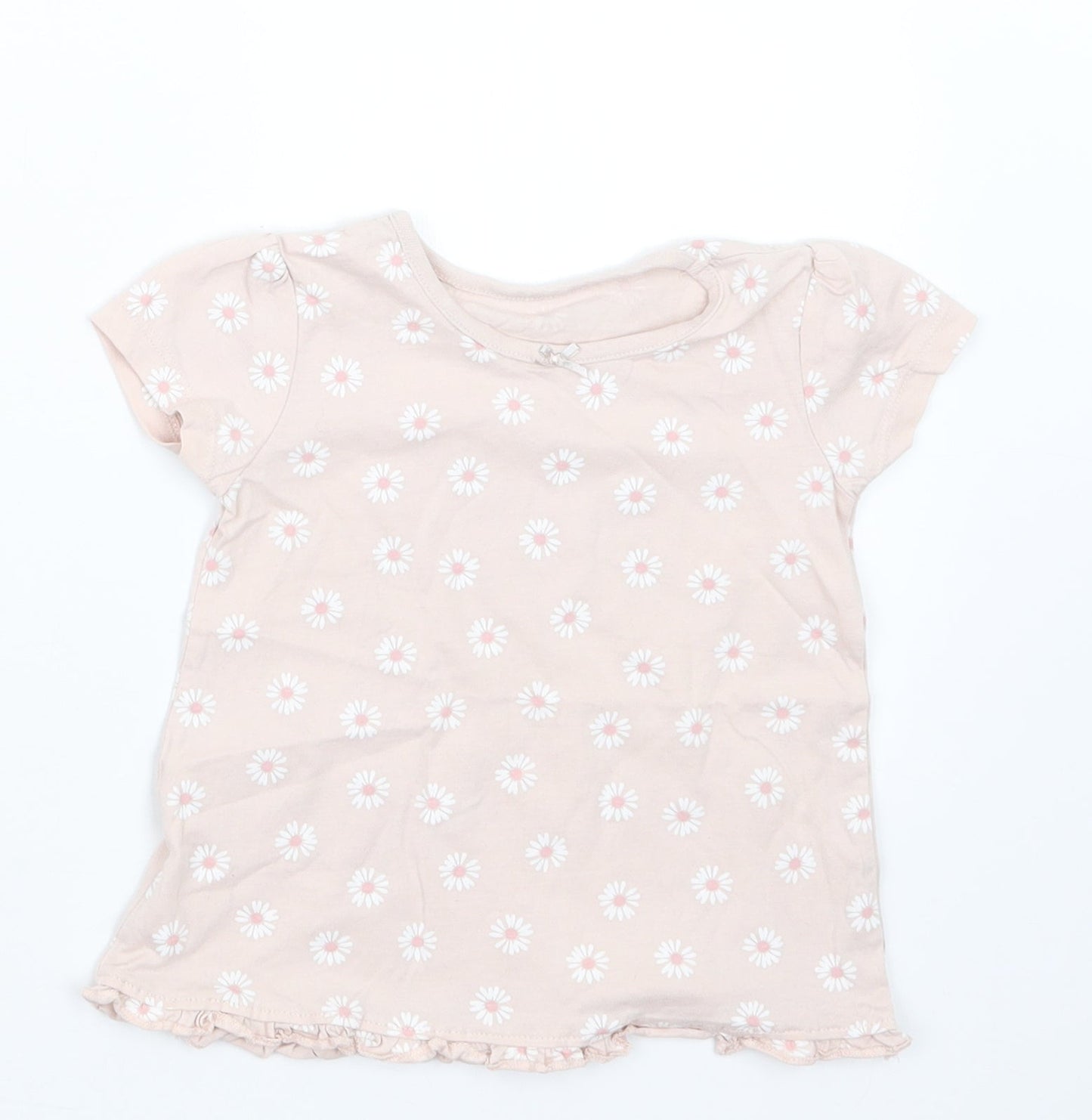 George Girls Pink Floral  Basic T-Shirt Size 12-18 Months