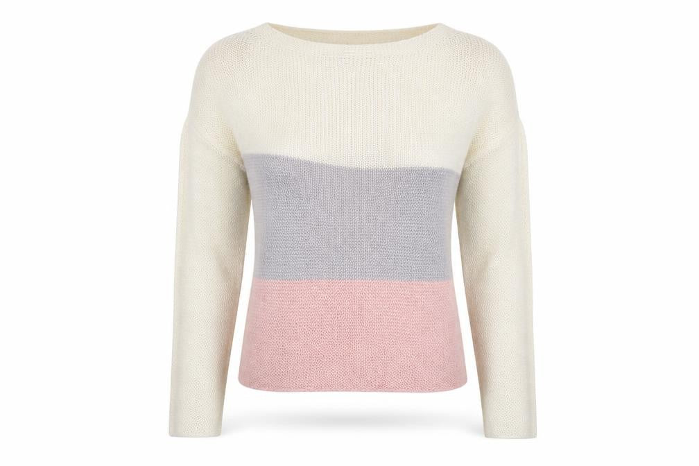 Nina Murati Womens Ivory Striped Knit Pullover Jumper Size S