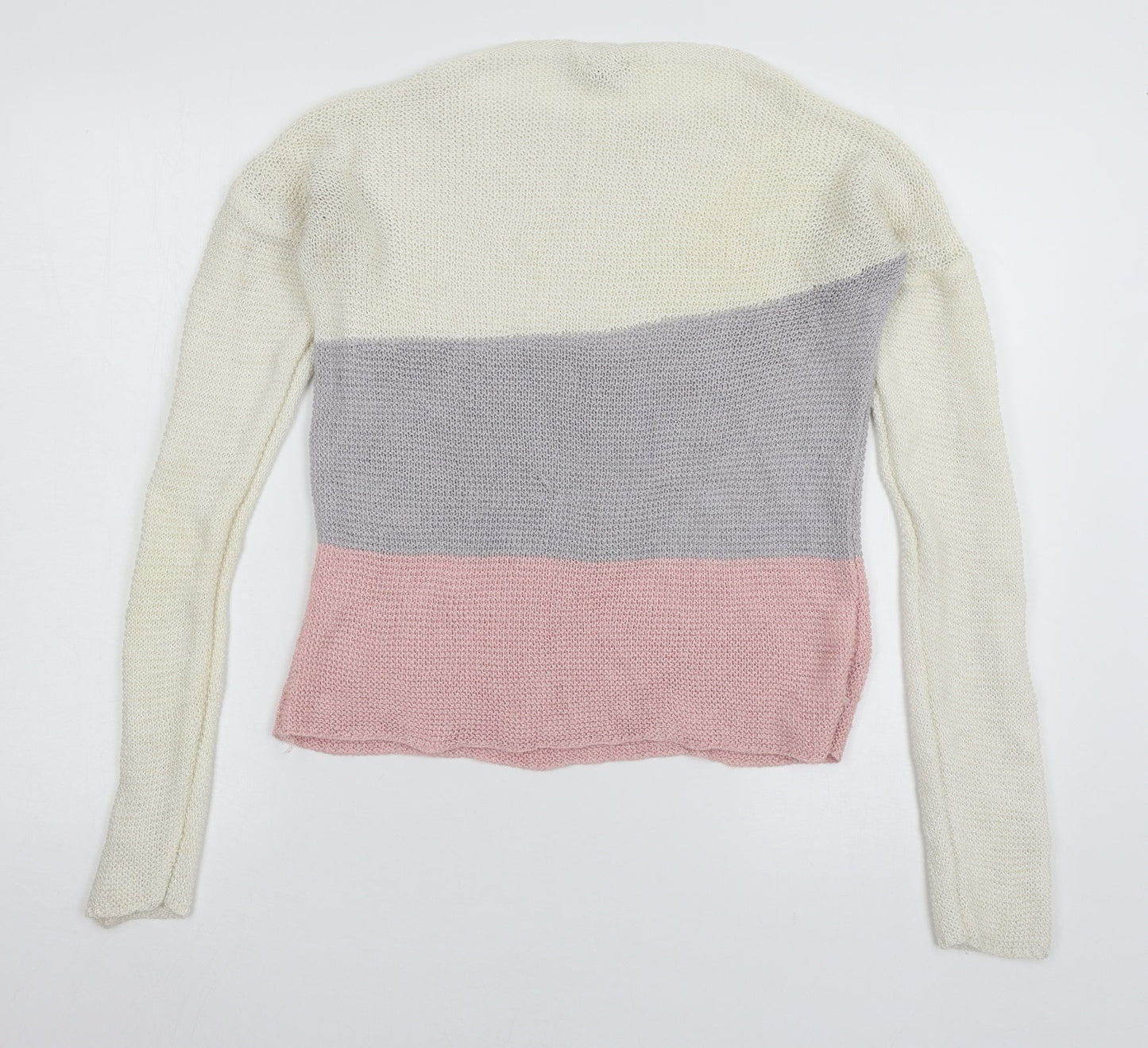 Nina Murati Womens Ivory Striped Knit Pullover Jumper Size S