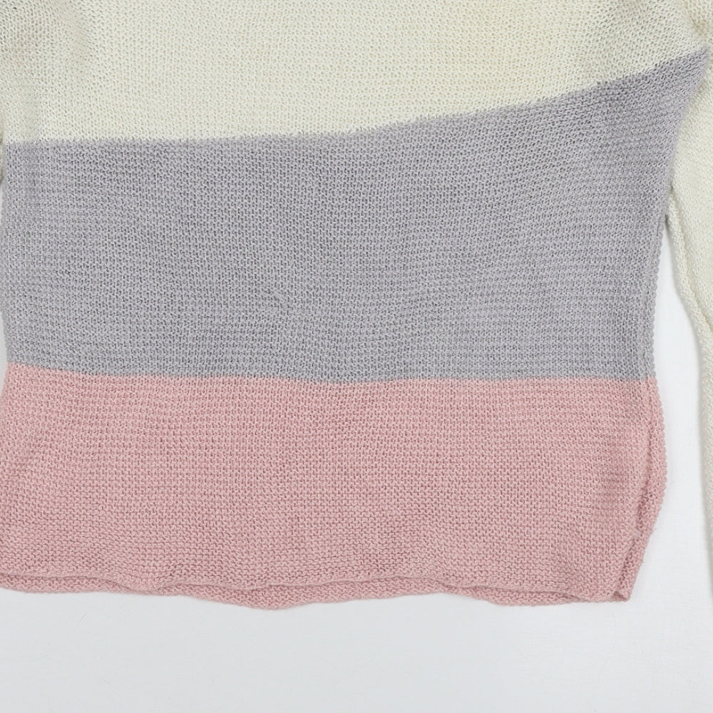 Nina Murati Womens Ivory Striped Knit Pullover Jumper Size S