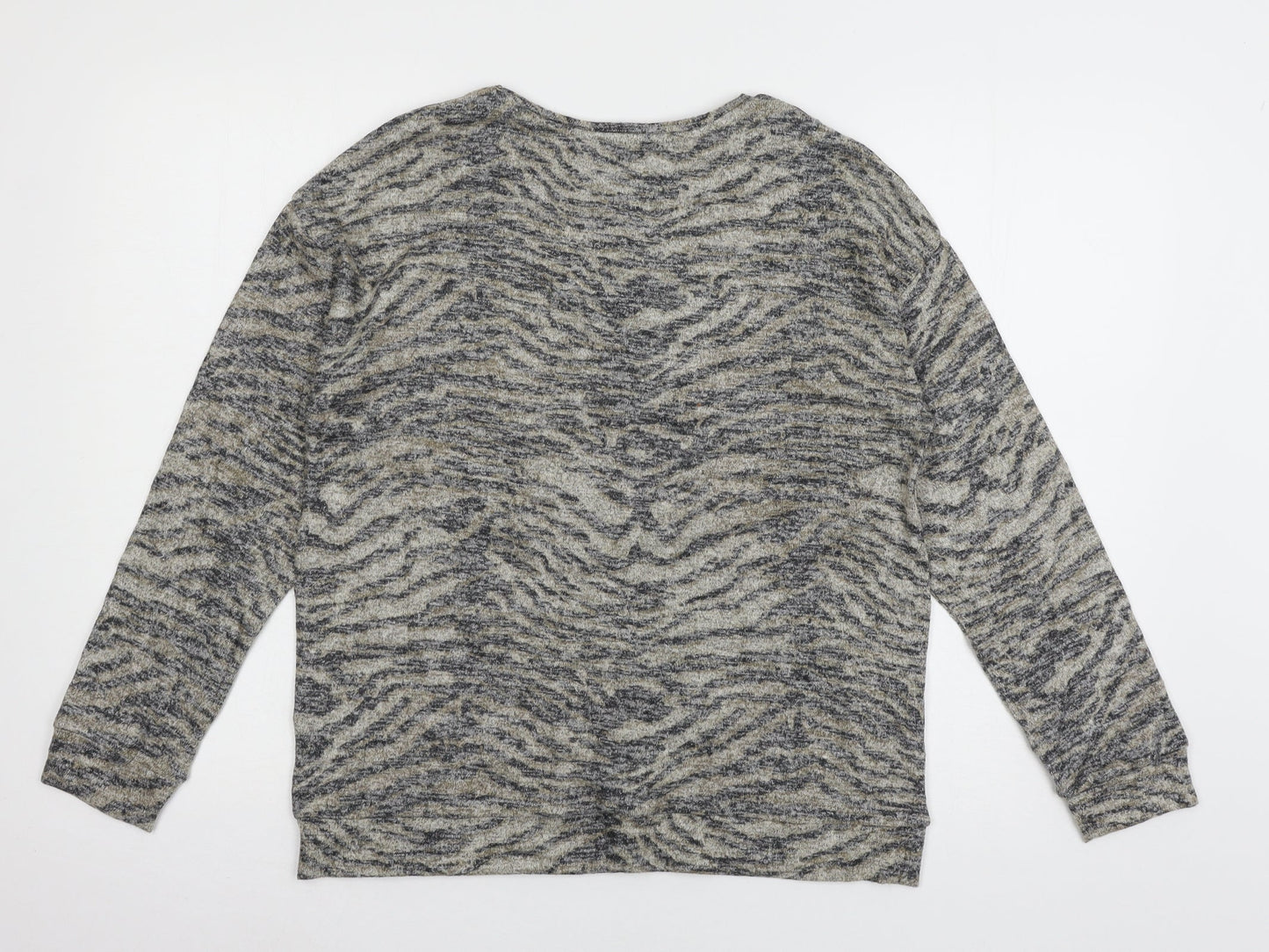 Papaya Womens Brown Animal Print Knit Pullover Jumper Size 10