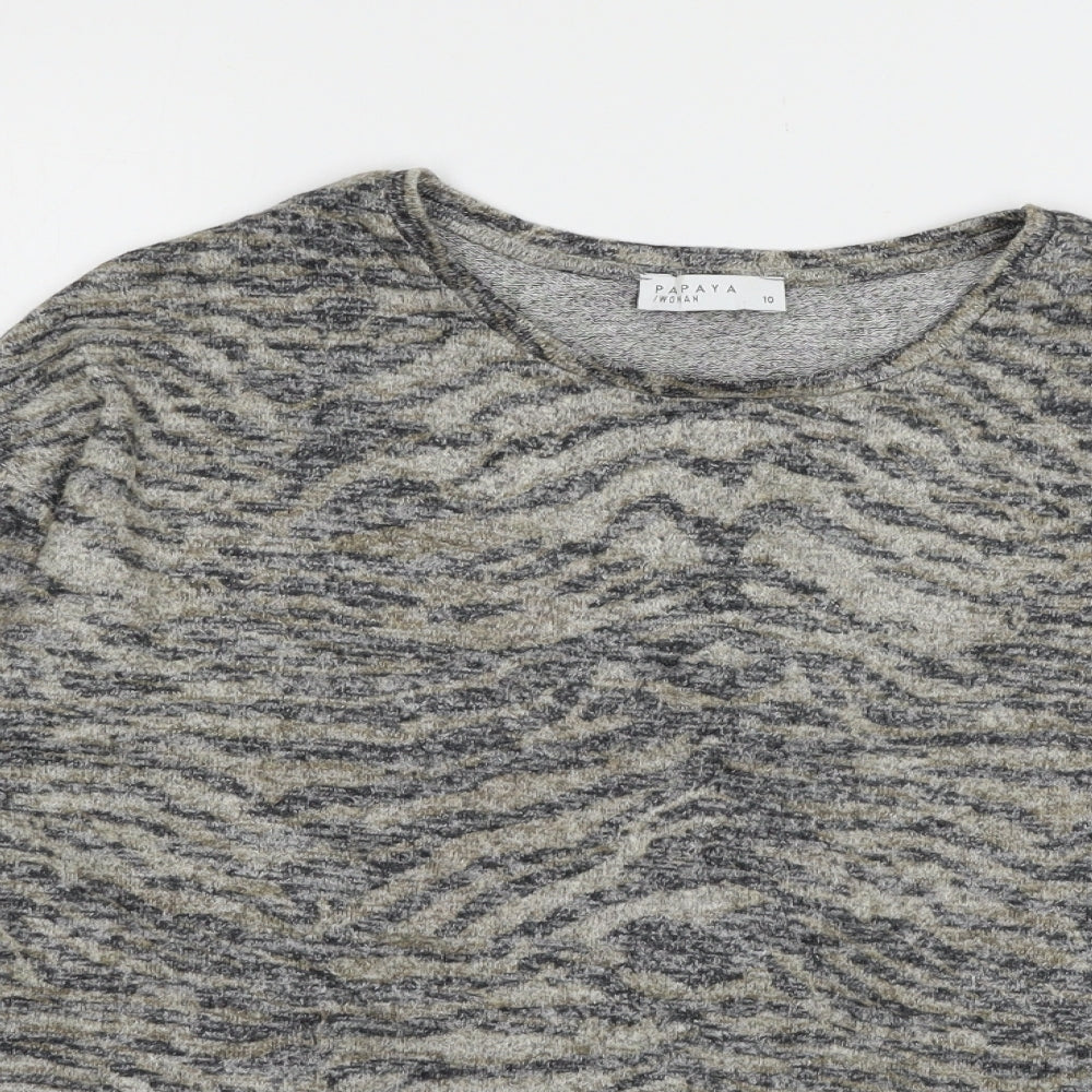 Papaya Womens Brown Animal Print Knit Pullover Jumper Size 10
