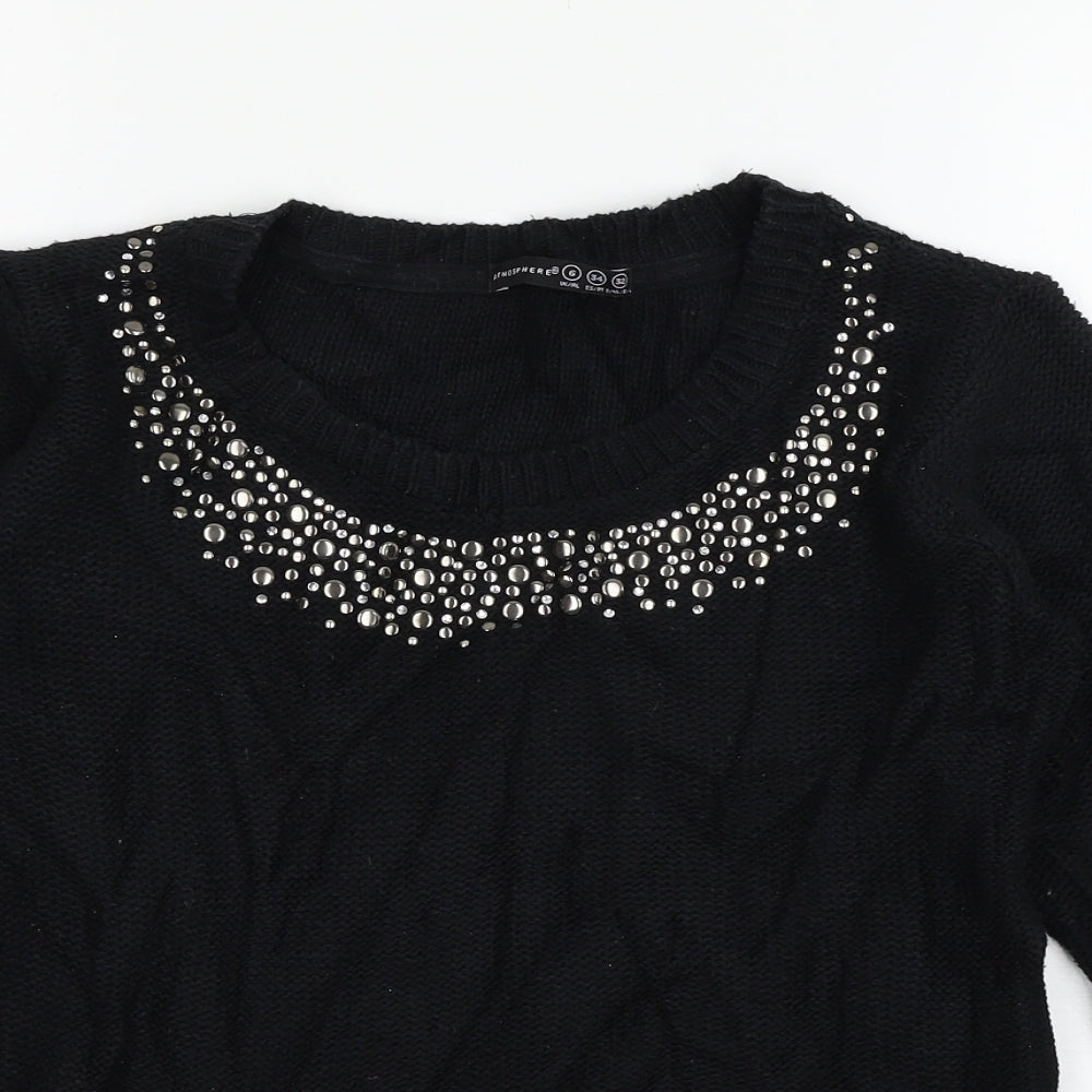 Atmosphere Womens Black  Knit Pullover Jumper Size 6