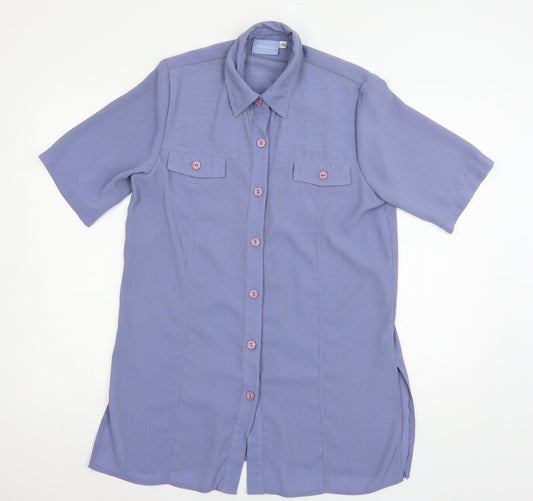 Award Womens Blue   Basic Button-Up Size 12