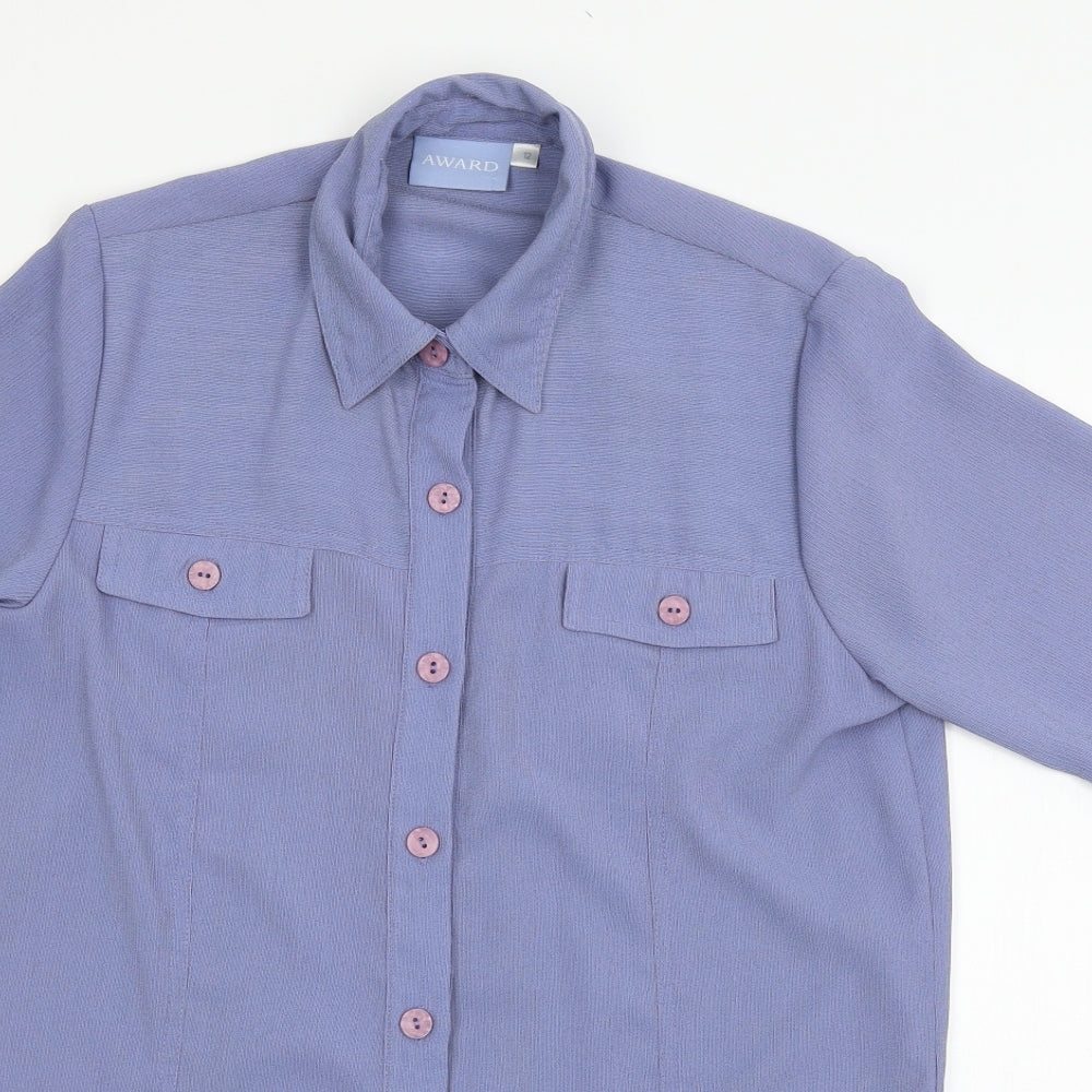 Award Womens Blue   Basic Button-Up Size 12