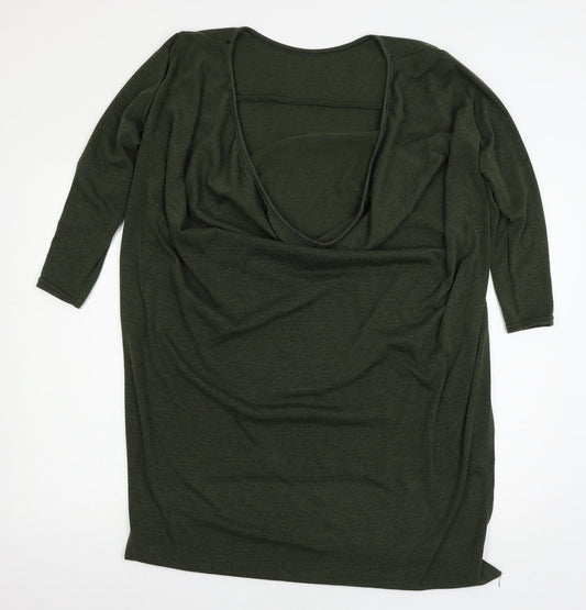 Missi Womens Green  Knit Basic T-Shirt Size 14  - low back