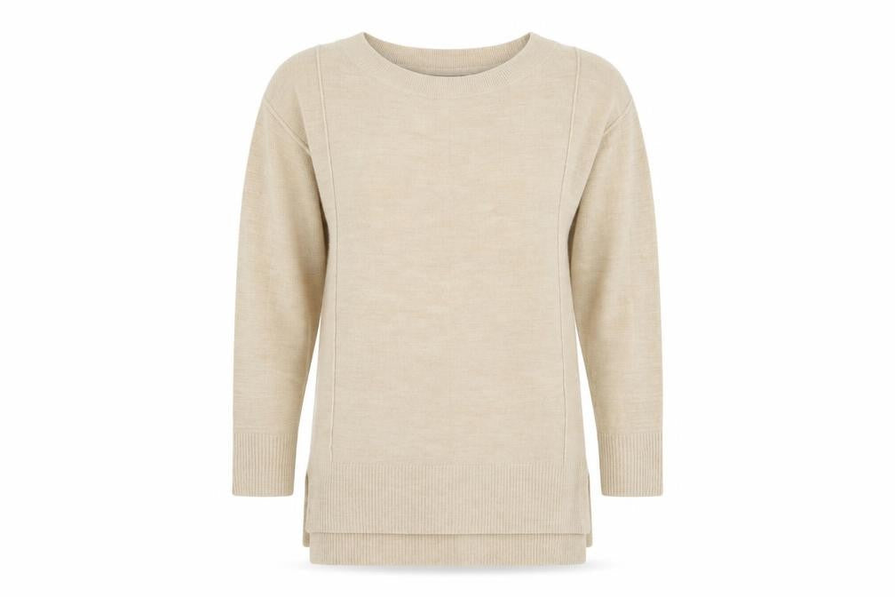 Front view of Principles women’s beige knit jumper, size UK 8