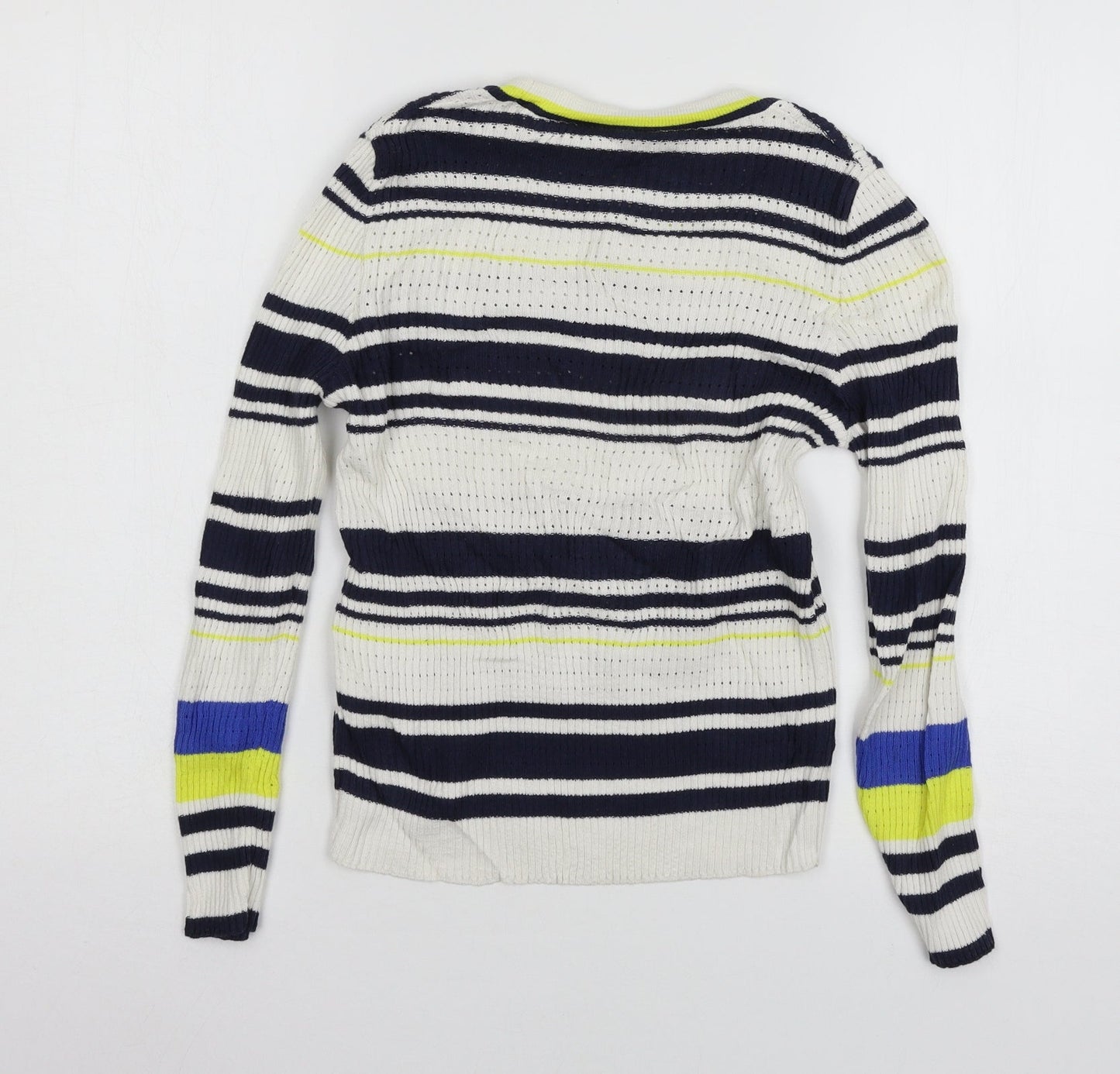 Stradivarius Womens White Striped Knit Pullover Jumper Size S