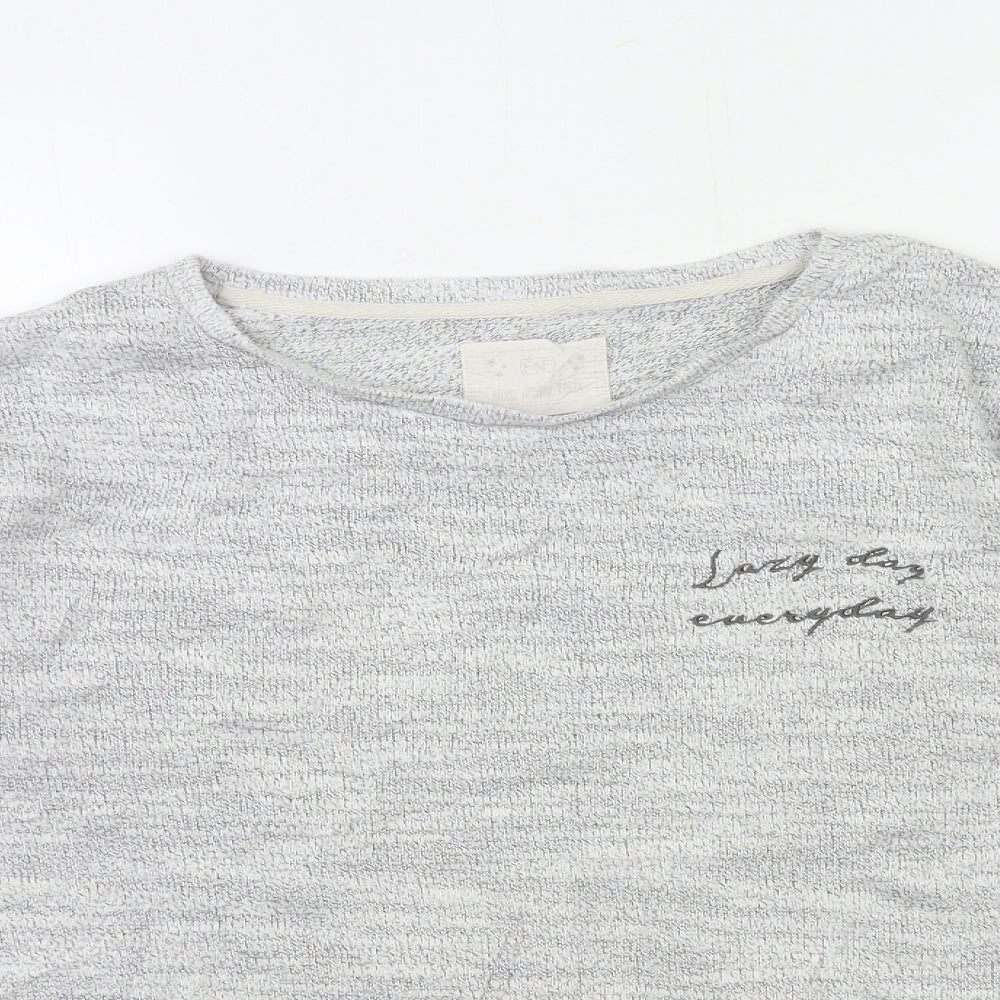 F&F Womens Grey  Knit Top Pyjama Top Size 8