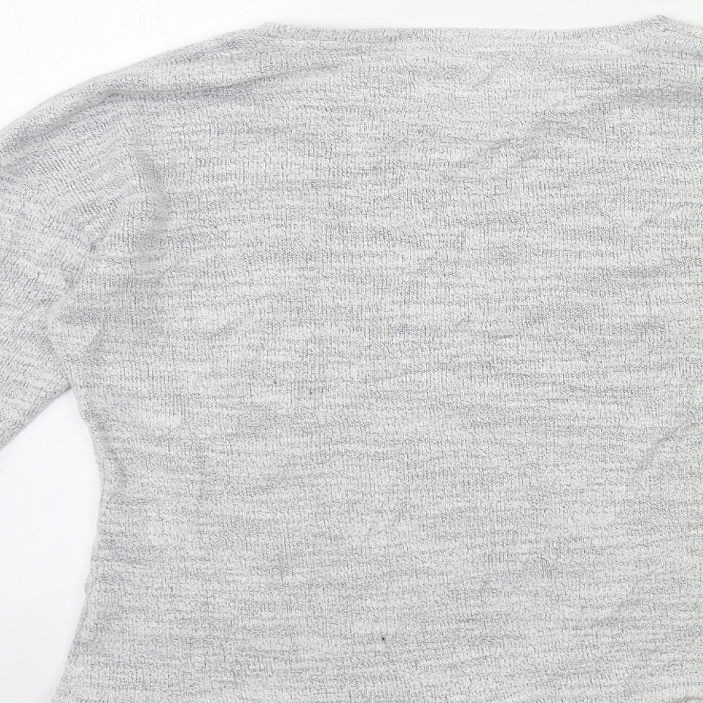 F&F Womens Grey  Knit Top Pyjama Top Size 8