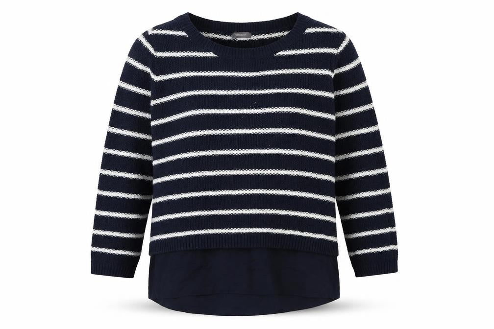 Yessica Womens Blue Striped Knit Pullover Jumper Size M