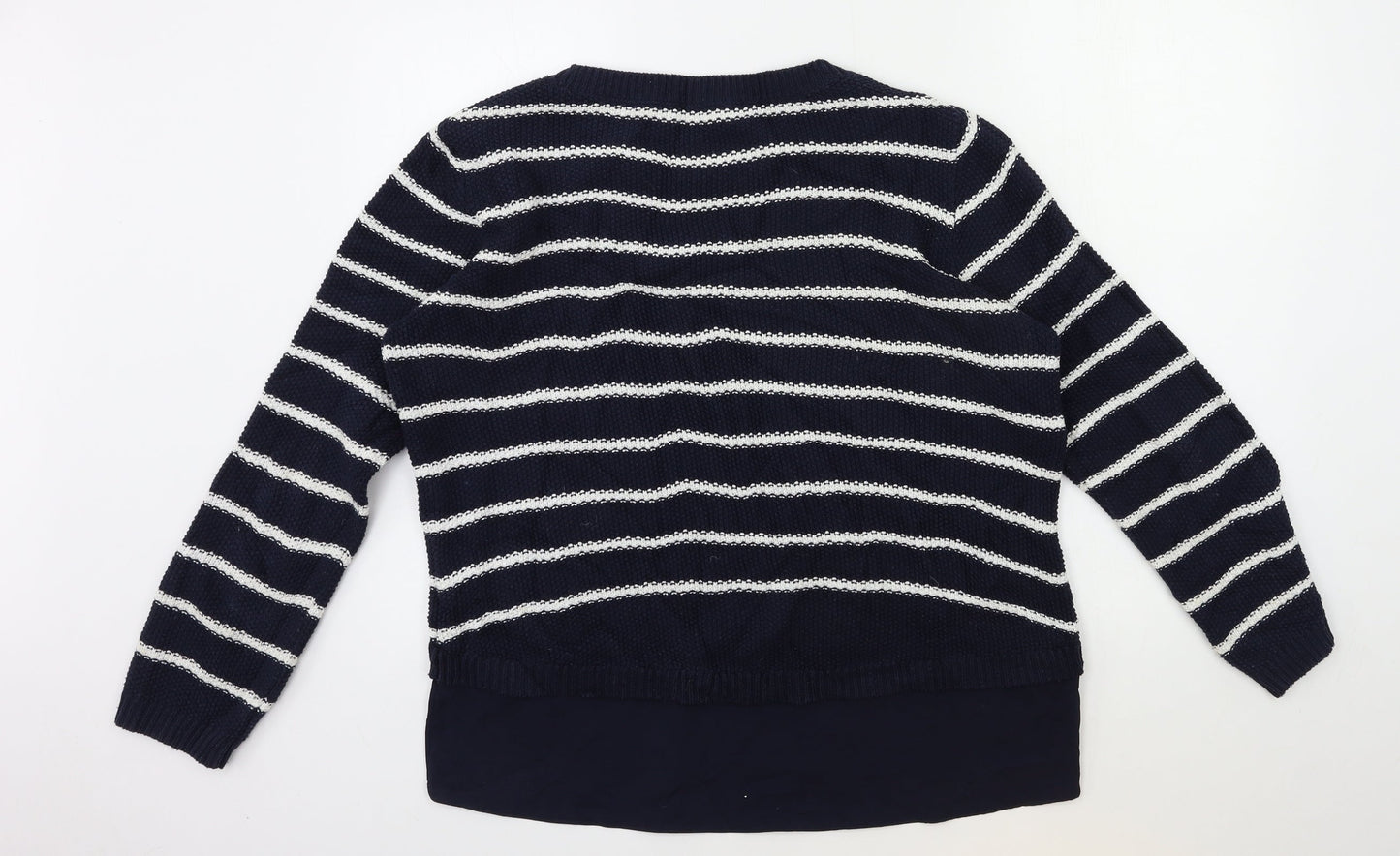 Yessica Womens Blue Striped Knit Pullover Jumper Size M