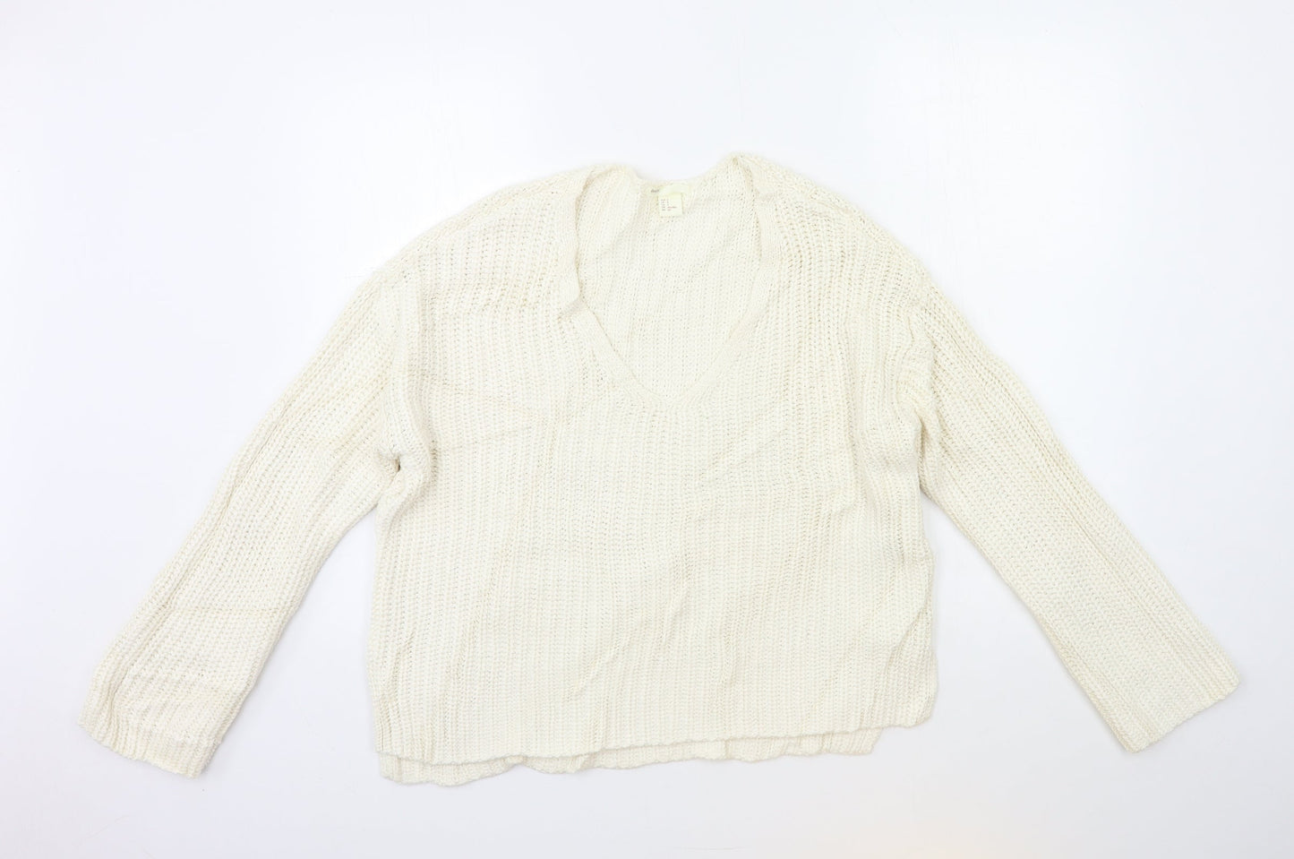 H&M Womens Beige  Knit Pullover Jumper Size S