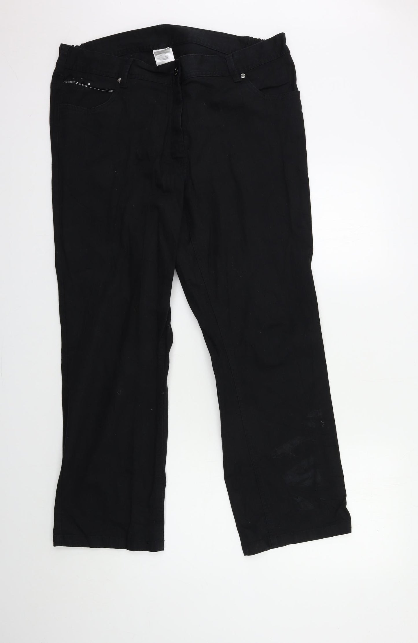 Preworn Womens Black  Denim Bootcut Jeans Size 38 in L28 in