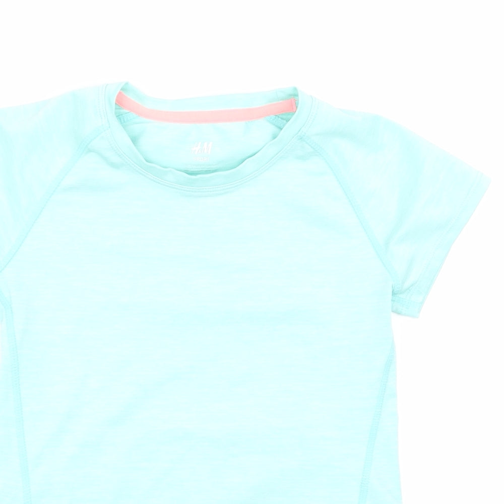 H&M Girls Green   Basic T-Shirt Size 7-8 Years