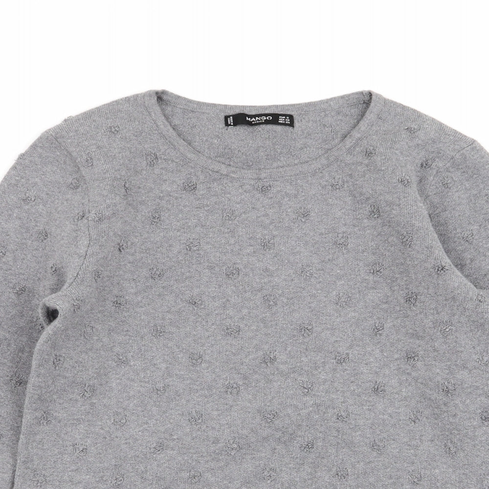 Mango Womens Grey Polka Dot  Pullover Jumper Size S