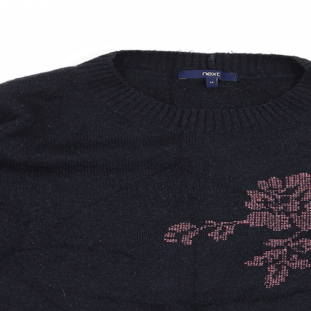 NEXT Womens Blue Floral  Pullover Jumper Size 14