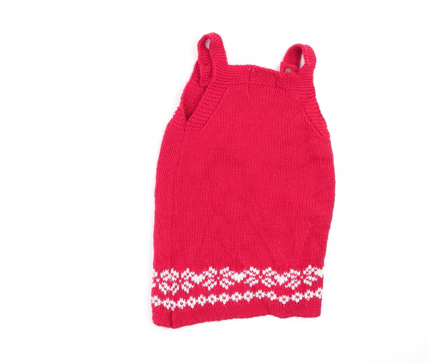fred and flo Girls Red   Pinafore/Dungaree Dress  Size 12-18 Months