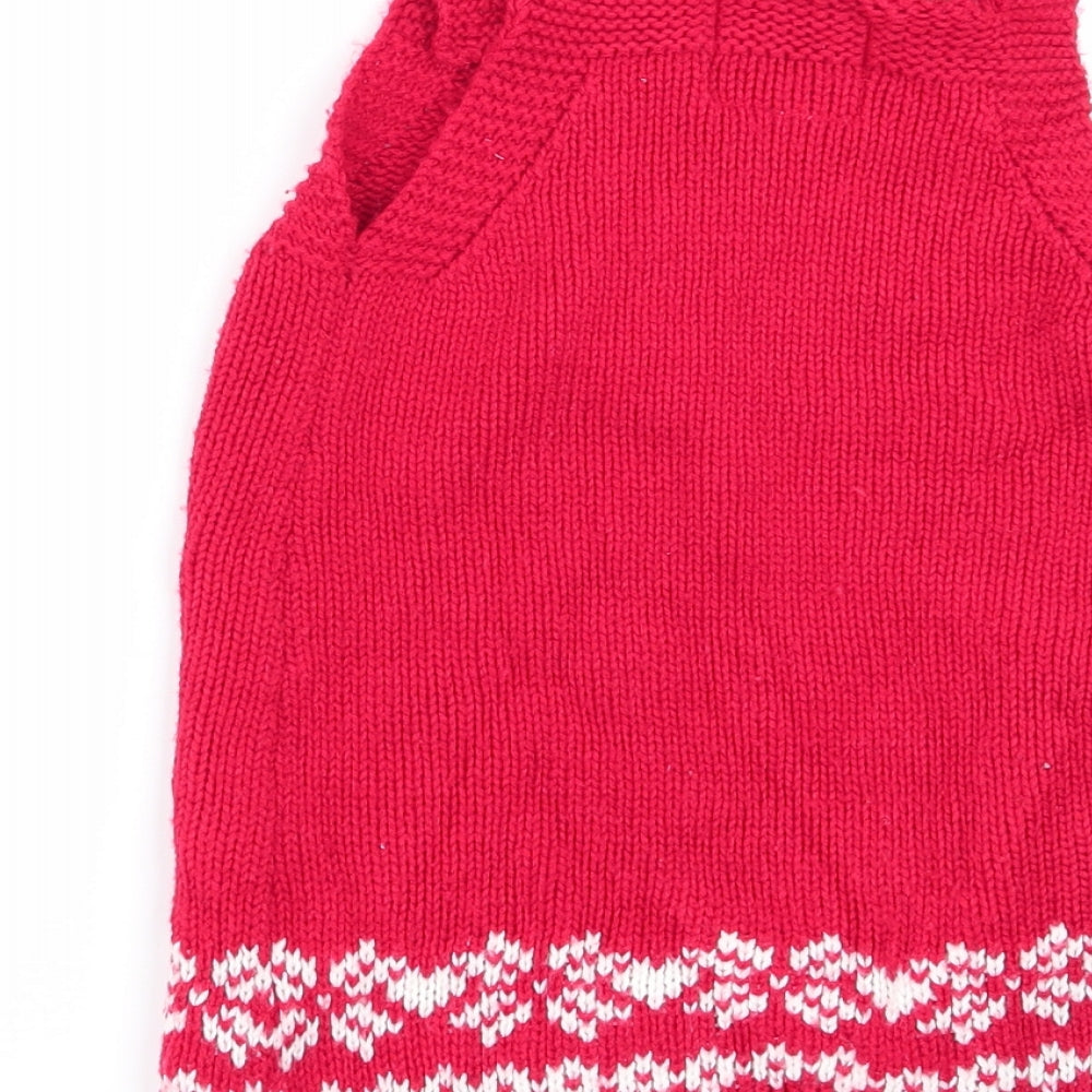 fred and flo Girls Red   Pinafore/Dungaree Dress  Size 12-18 Months