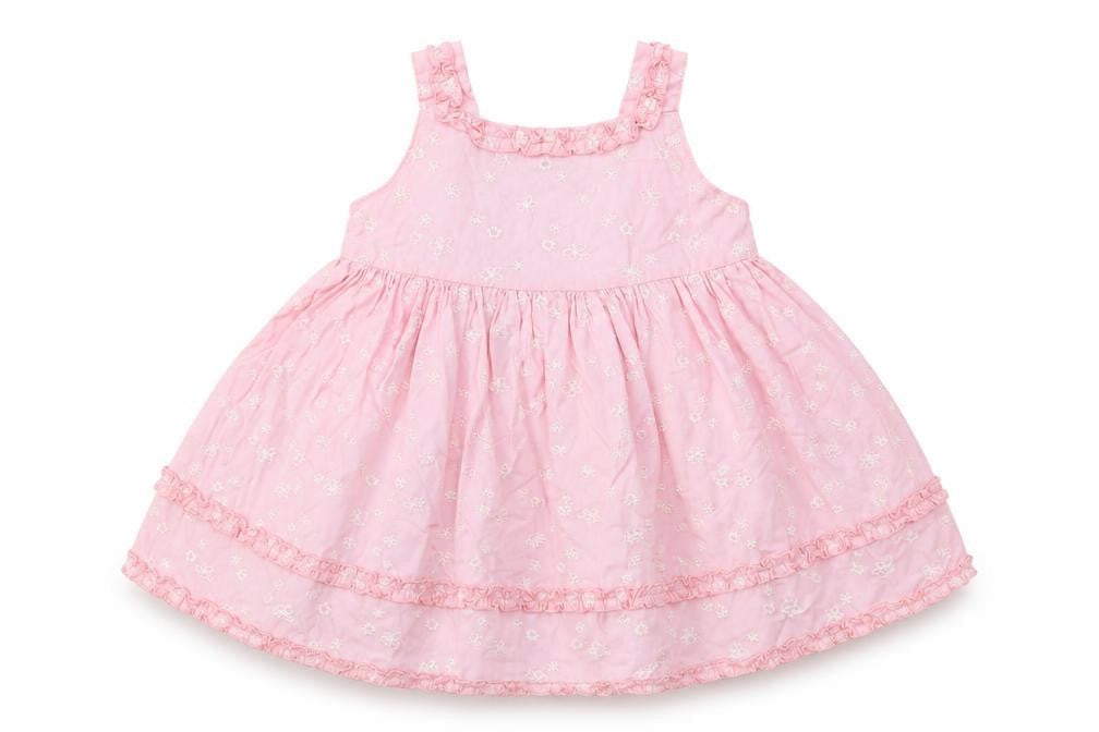 Front view of PERFECT PRINCESS girls’ pink floral fit & flare, size 6-9, months