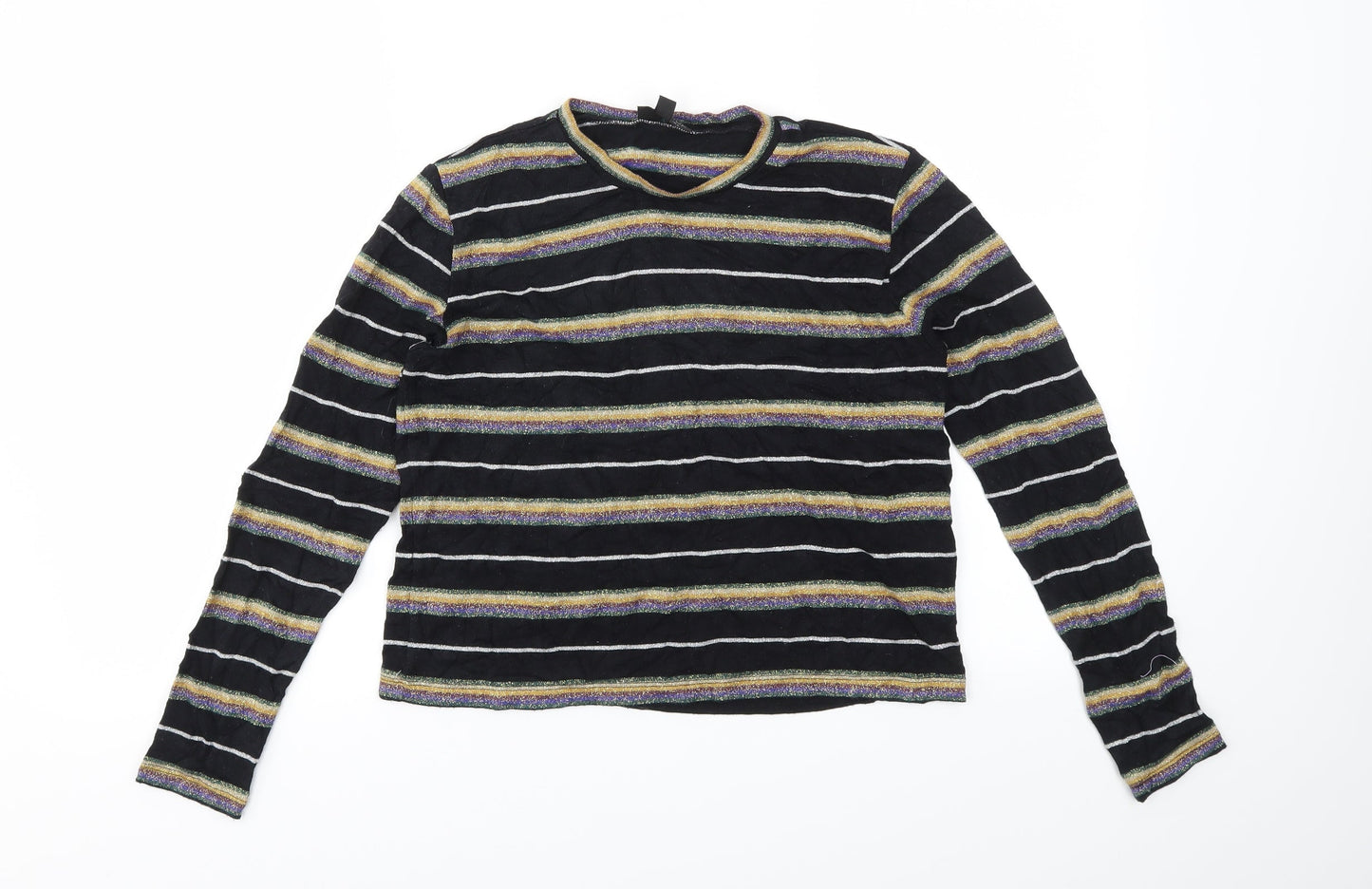 Topshop Womens Multicoloured Striped  Basic T-Shirt Size 8