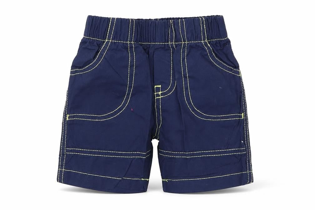 Front view of Pitter Patter boys’ blue cargo trousers, size 0-3, months