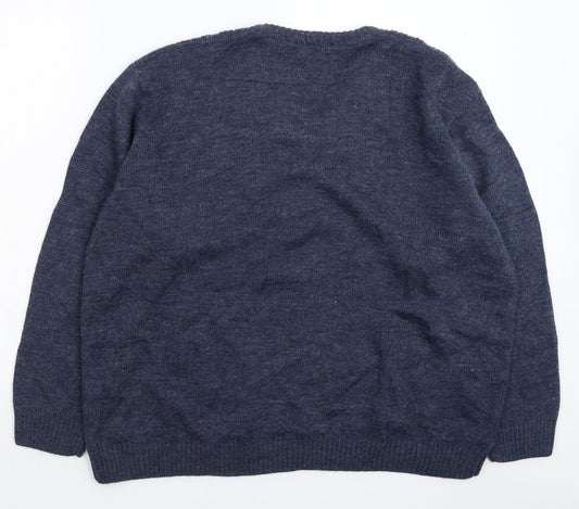 Daxon Mens Blue  Knit Pullover Jumper Size XL