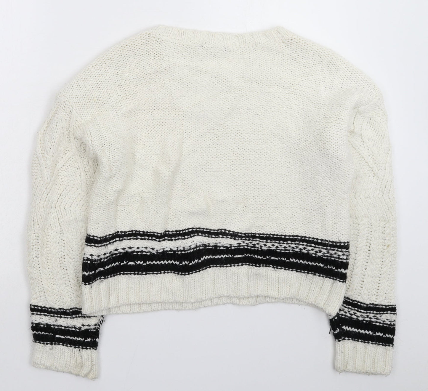 New Look Womens White  Knit Pullover Jumper Size L