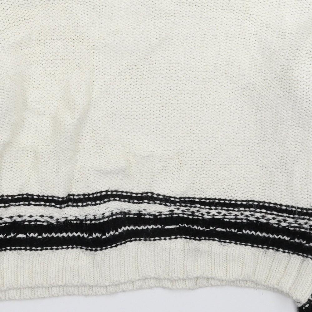 New Look Womens White  Knit Pullover Jumper Size L