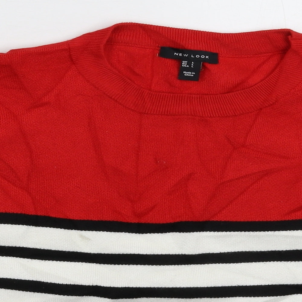 New Look Womens Multicoloured Striped Knit Pullover Jumper Size L