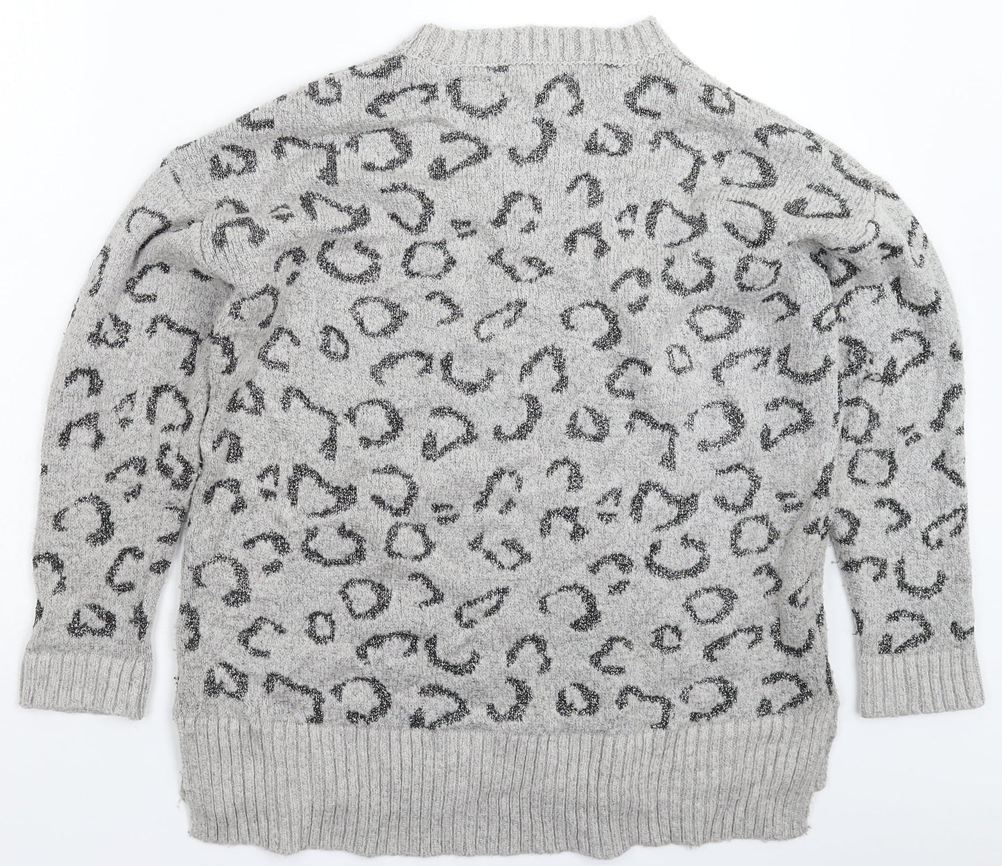 Mango Womens Grey Animal Print Knit Pullover Jumper Size S