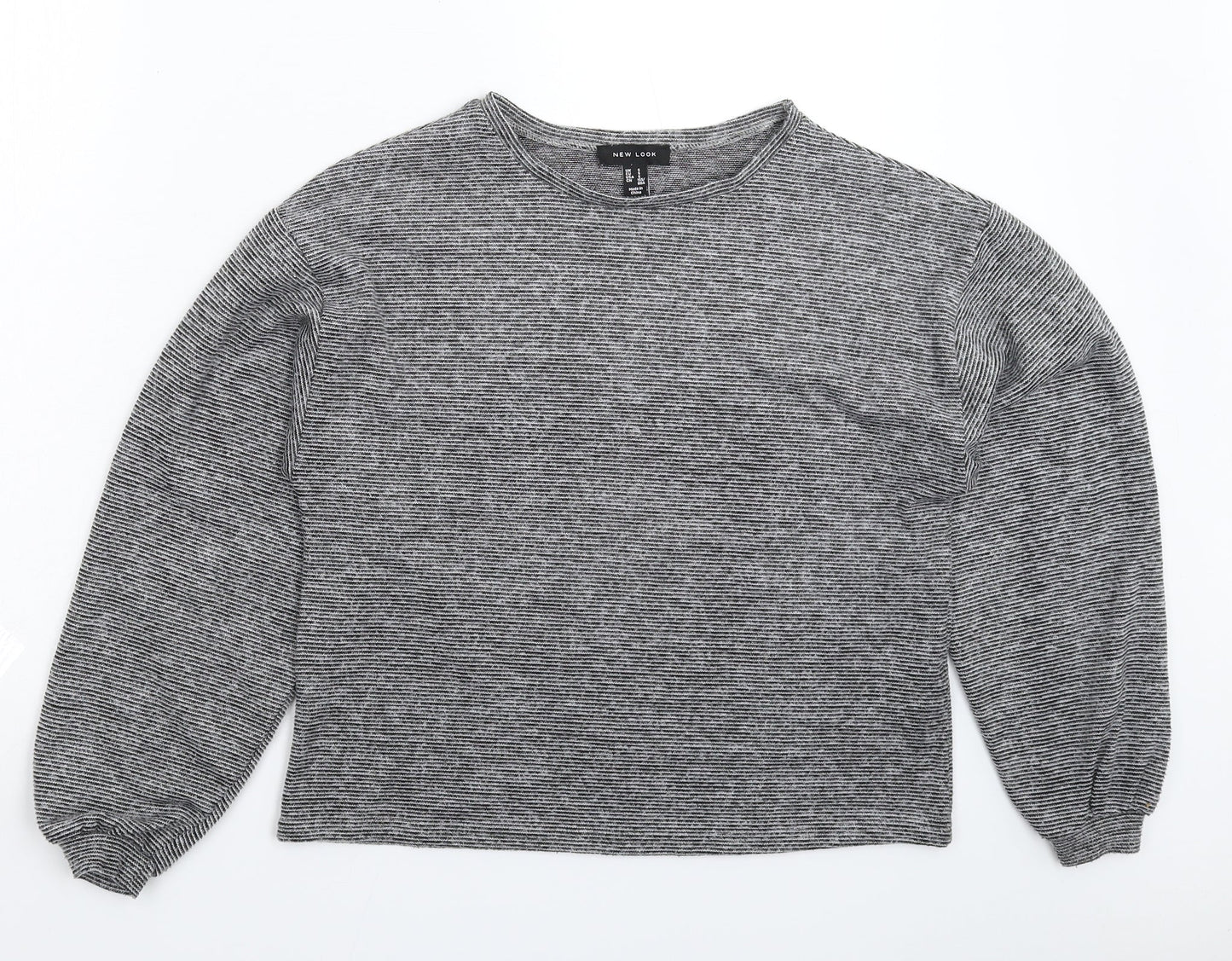 New Look Womens Grey Striped Knit Pullover Jumper Size S