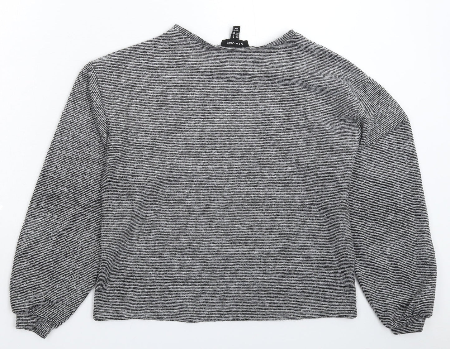 New Look Womens Grey Striped Knit Pullover Jumper Size S