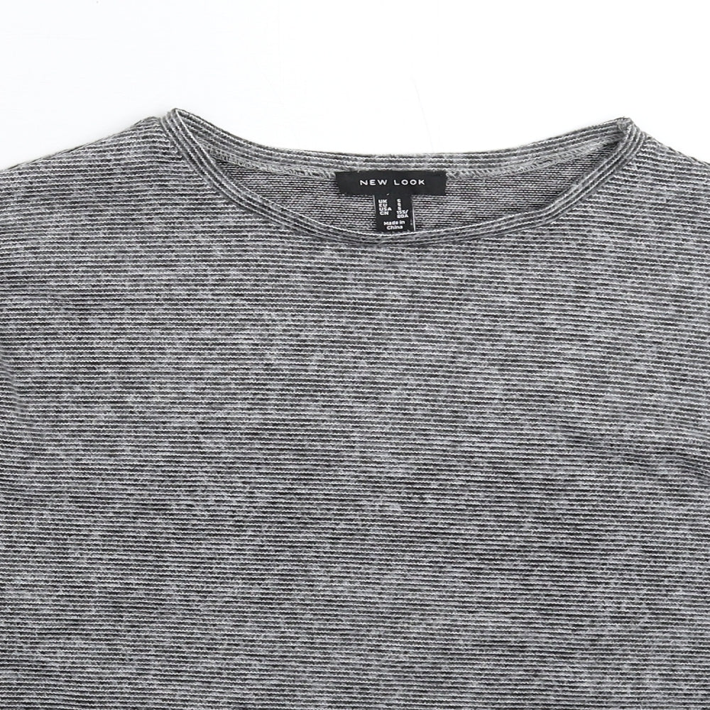New Look Womens Grey Striped Knit Pullover Jumper Size S