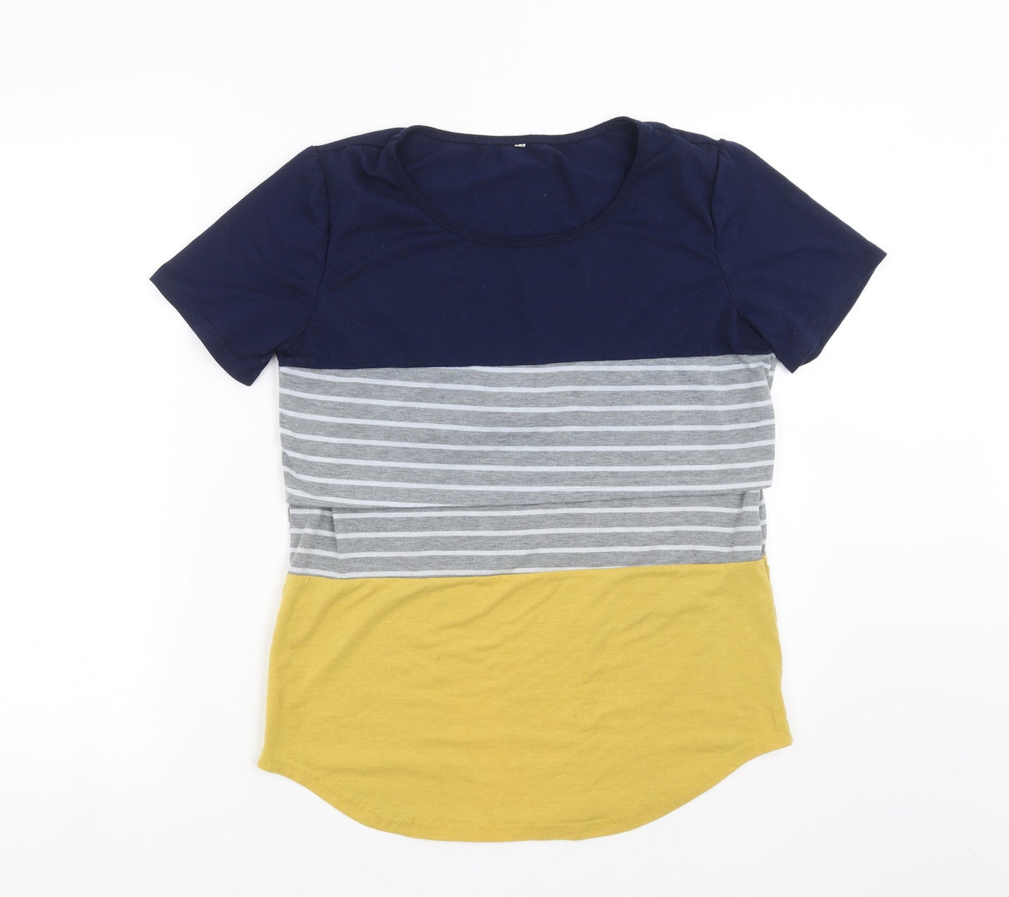 Preworn Womens Grey Striped  Basic T-Shirt Size M