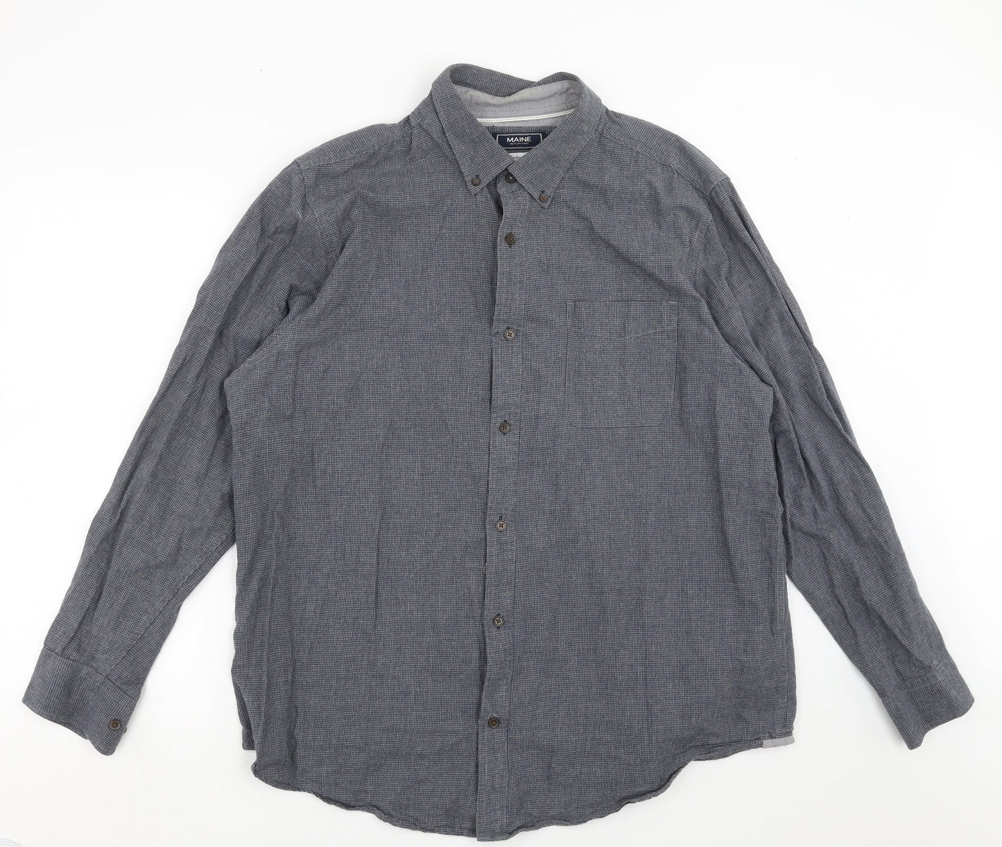Maine New England Mens Blue Houndstooth   Button-Up Size XL  - Tailored fit