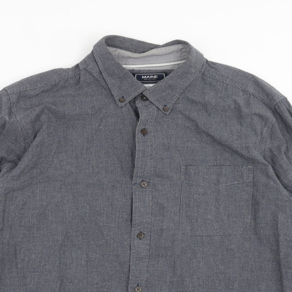 Maine New England Mens Blue Houndstooth   Button-Up Size XL  - Tailored fit