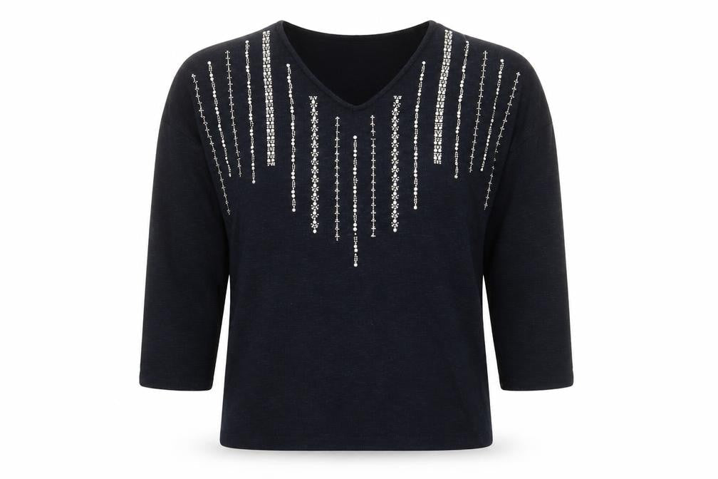 TU Womens Blue  Knit Pullover Jumper Size 8  - beaded detail