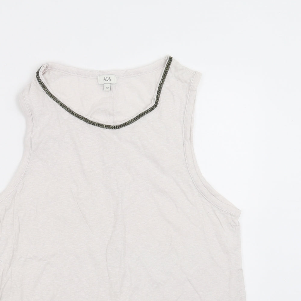 River Island Womens White   Basic Tank Size 12  - Off White