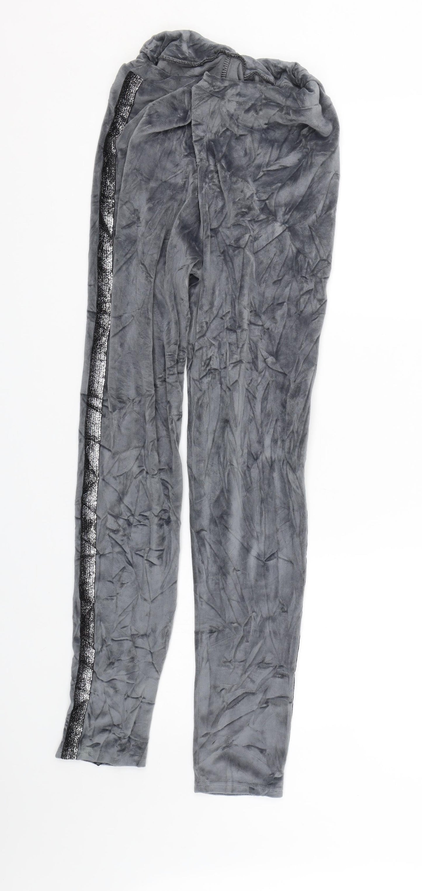 Preworn Womens Grey Striped Velour Sweatpants Trousers Size S L27.5 in