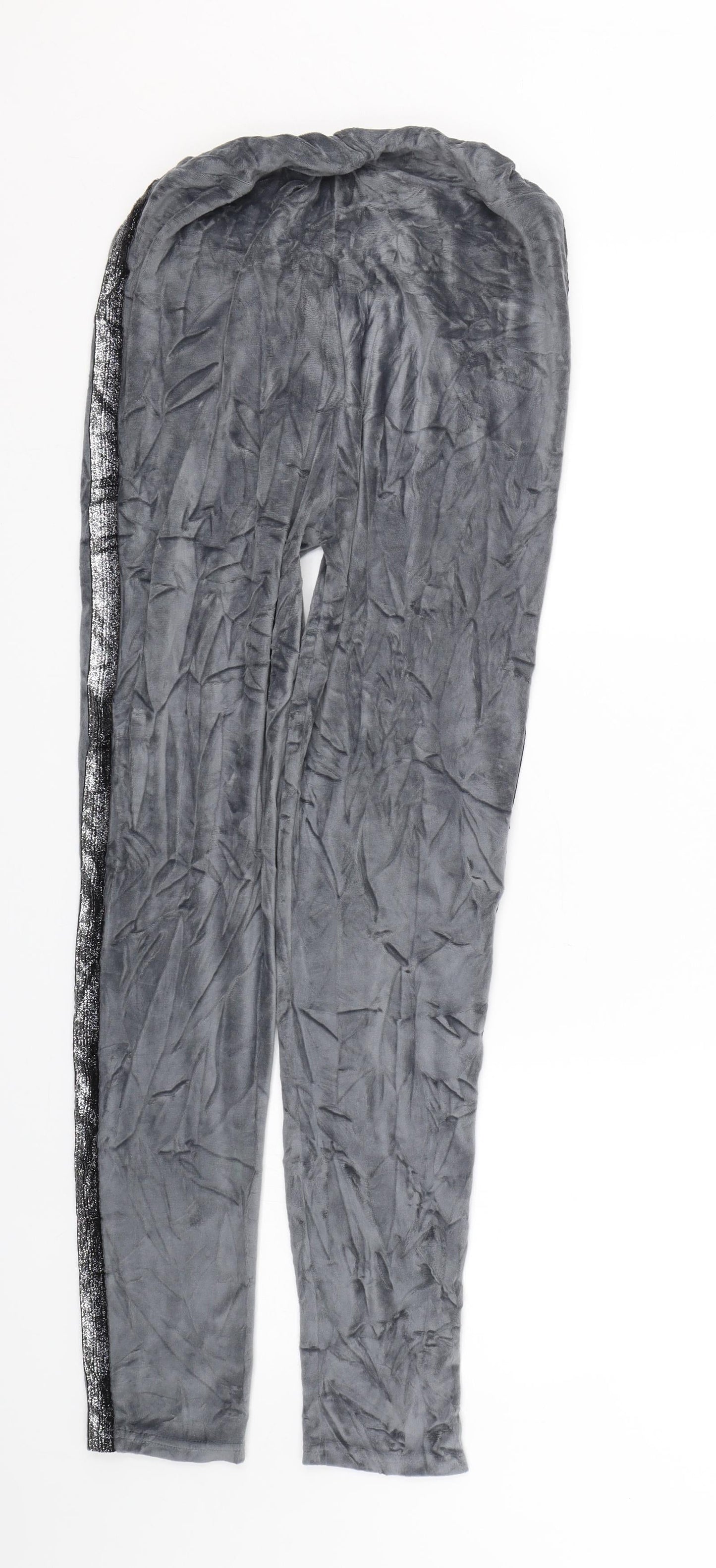 Preworn Womens Grey Striped Velour Sweatpants Trousers Size S L27.5 in