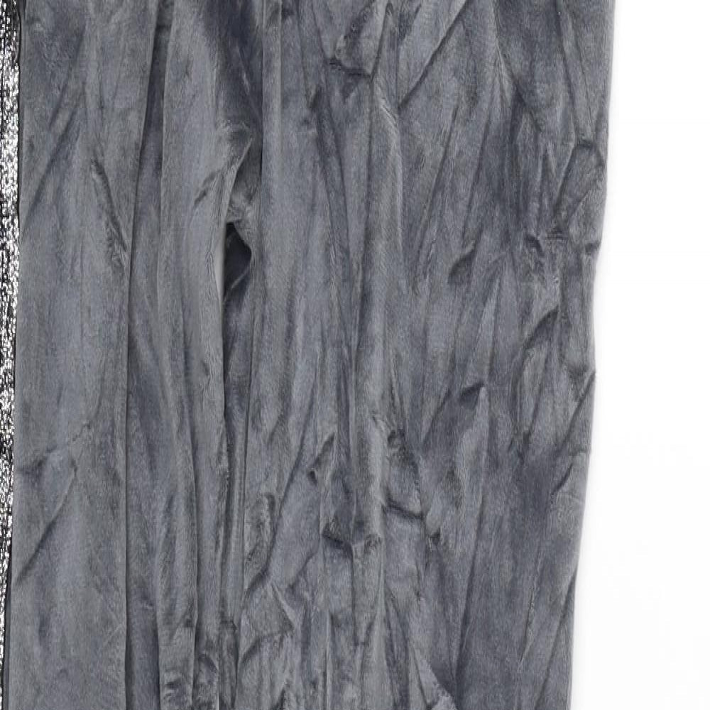 Preworn Womens Grey Striped Velour Sweatpants Trousers Size S L27.5 in