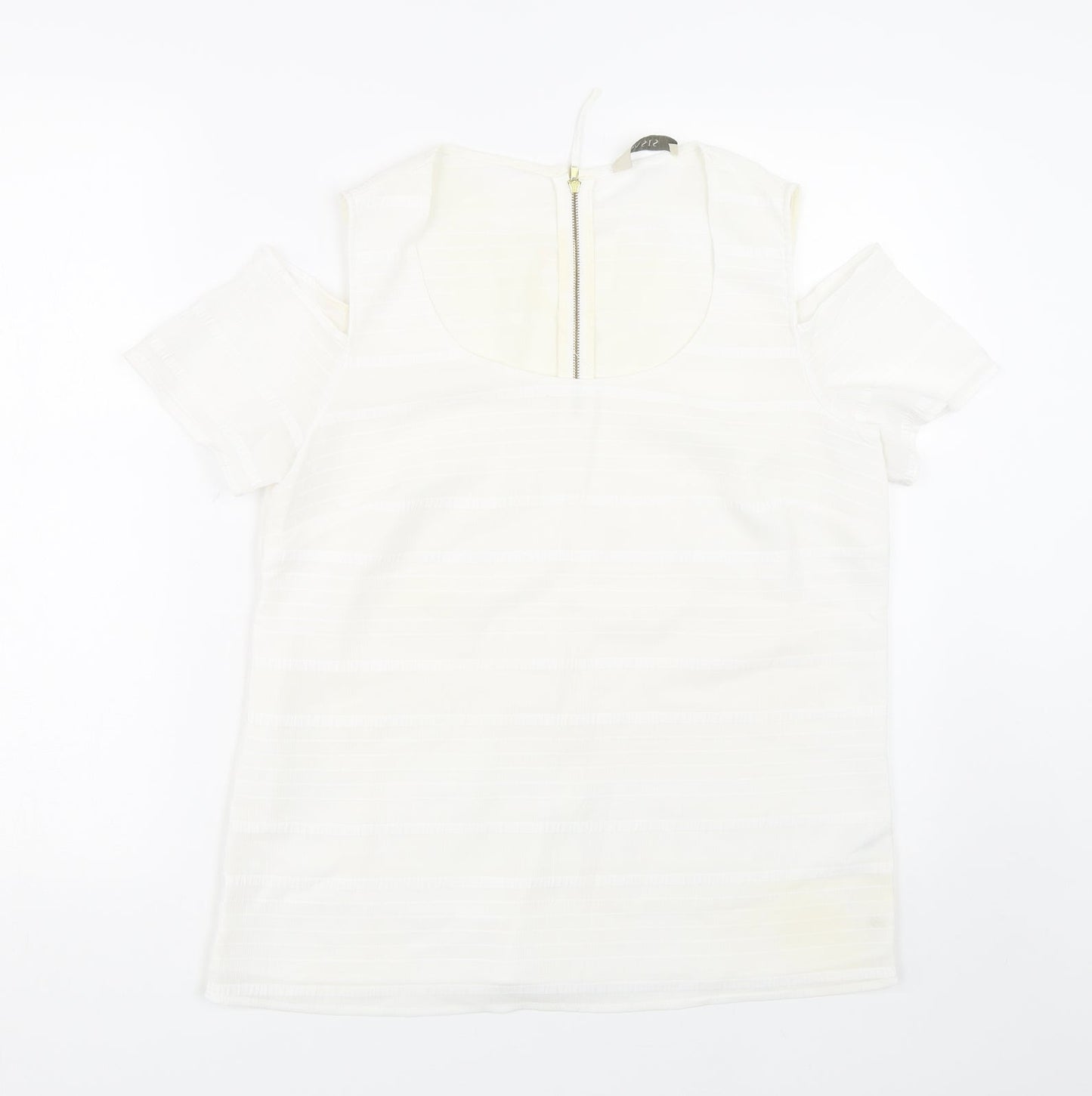 Oasis Womens White Striped  Basic T-Shirt Size 12