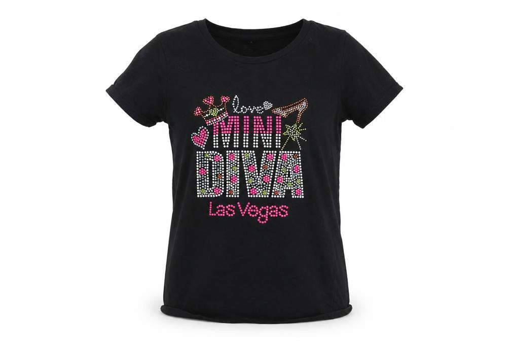 Cotton Heritage  Girls Black   Basic T-Shirt Size S