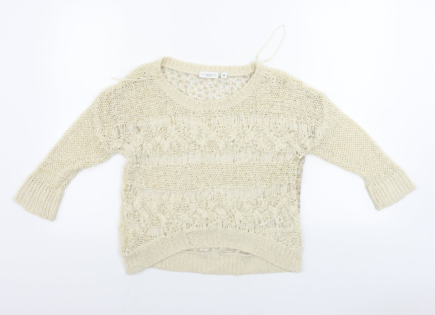 New Look  Womens Beige Floral  Pullover Jumper Size 8